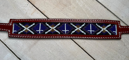 Purple Cross Beaded Wither Strap