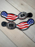 American Flag Painted Spur Straps