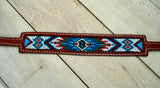 Blue Red White Aztec Beaded Wither Strap