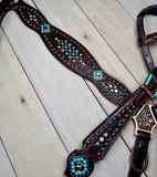 Gator Turquoise Copper Beads and Rhinestones Tack set