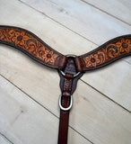 Teal Dotted Floral Tooled Breastcoller