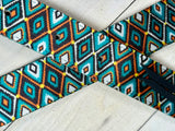 Teal Brown Orange Diamond Pattern Cinch Strap Set
