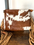 Cowgirl Weekend Light Brown Cowhide and Leather Fringe Handbag