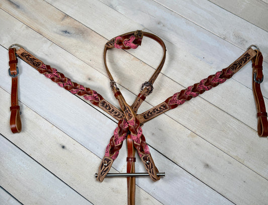 Rose Miracle Braid Leather Tack Set