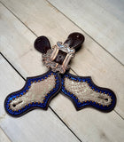 Silver and Blue Snake Skin Copper Studded Spur Strap