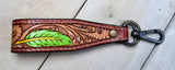 Wide Tooled Leather Key Fobs