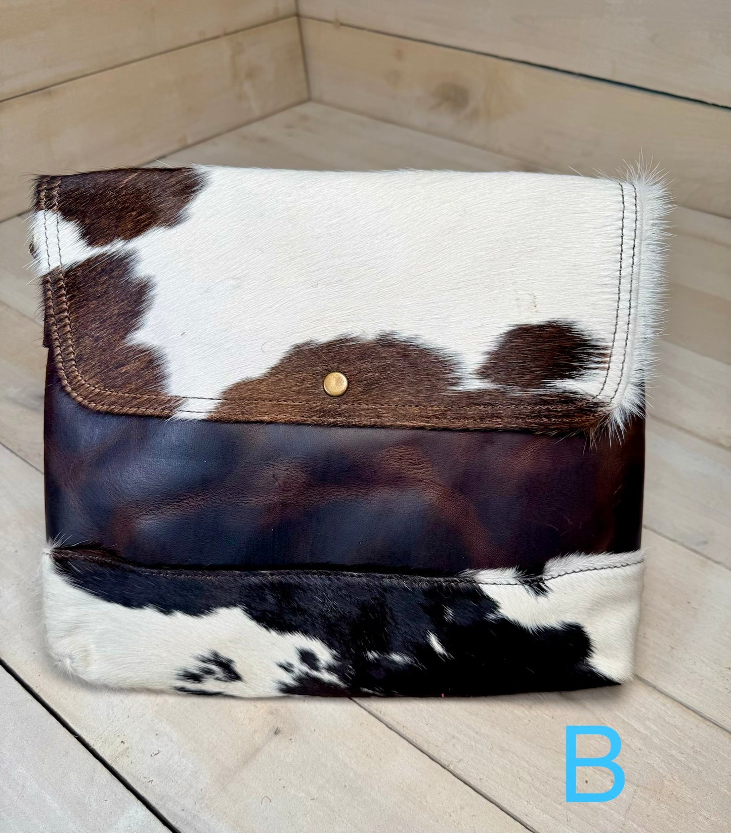 Hide and Leather Crossbody Envelope Handbag
