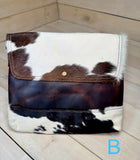 Hide and Leather Crossbody Envelope Handbag