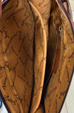 Floral Tooled Buckstitch Cowhide Tote Bag