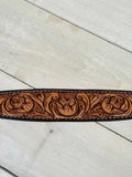 Tulip Leather Tooled Wither Strap