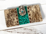 Turquoise Filigree and Cowhide Wallet