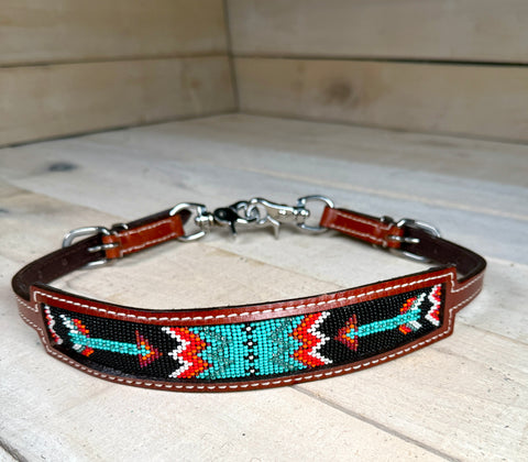Red and Teal Arrow Beaded Wither Strap