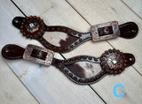 Copper Studded Cowhide Spur Straps