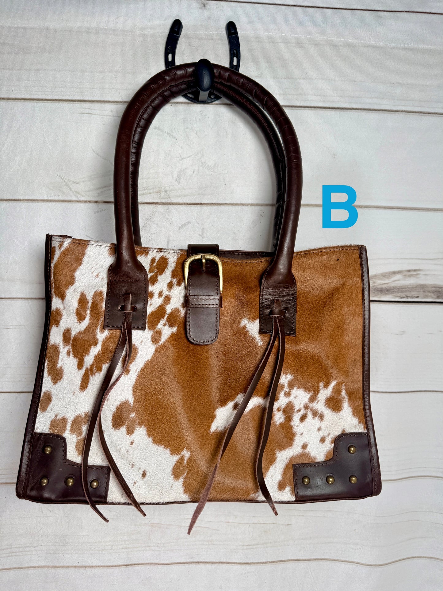 Hair-on Cowhide Leather Shoulder Handbag