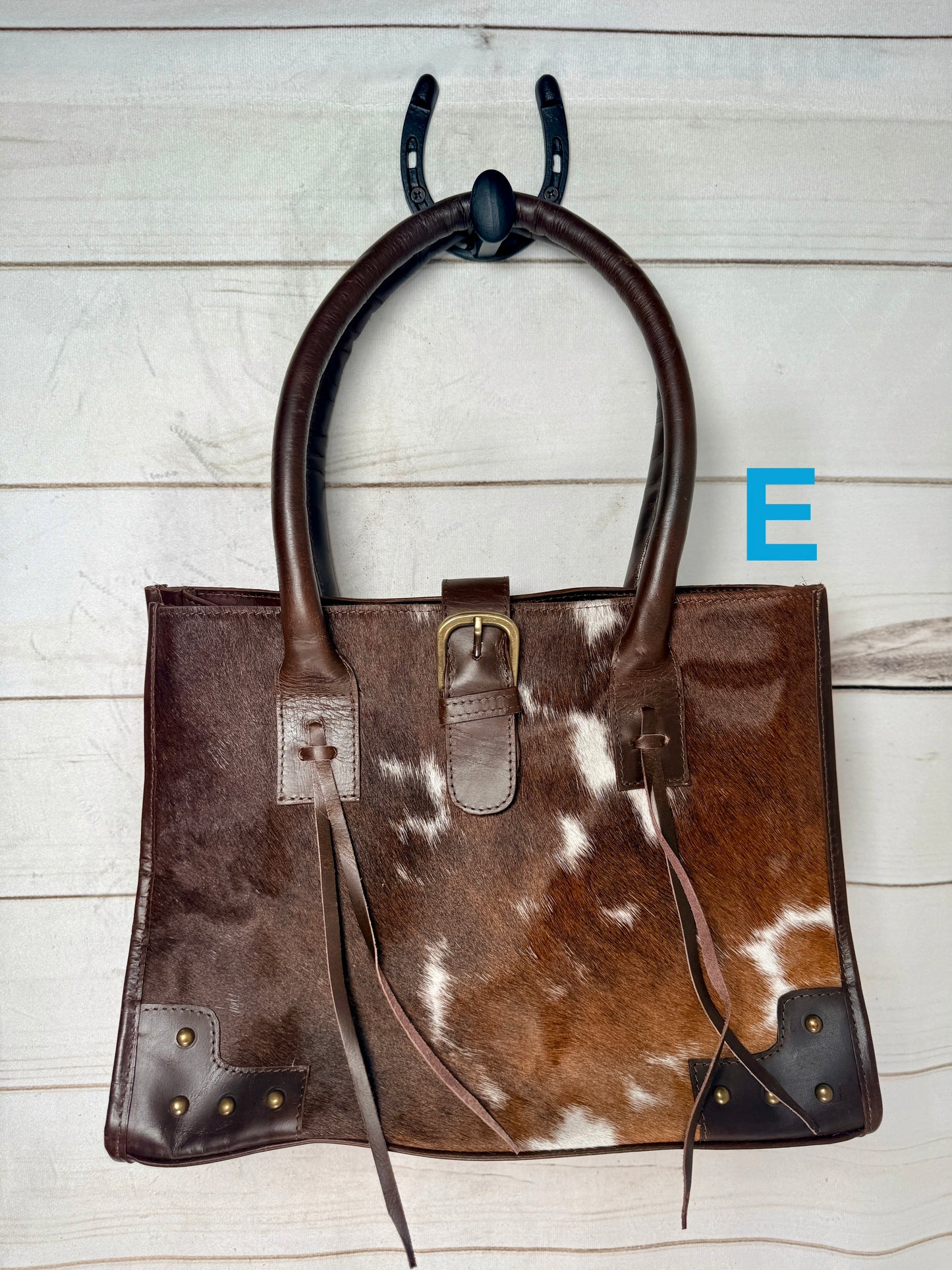 Hair-on Cowhide Leather Shoulder Handbag