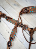 Daisy Buckstitch Rough Out Leather Floral Tooled Tack Set