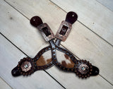 Copper Studded Cowhide Spur Straps