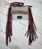 Clear Leather Flower Tooled Buckstitch Crossbody