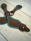 Rough Out Suede Teal Whipstitch Spur Straps