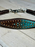 Brown and Teal Studded Wither Strap