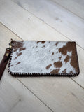 Brown Cowhide Whipstitch Leather Outer Wallet