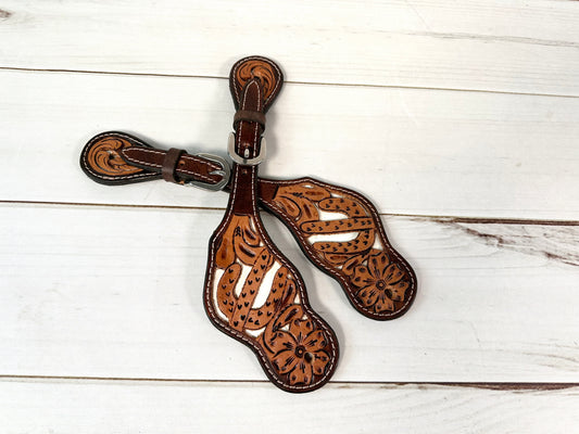 Cactus White Inset Leather Spur Straps