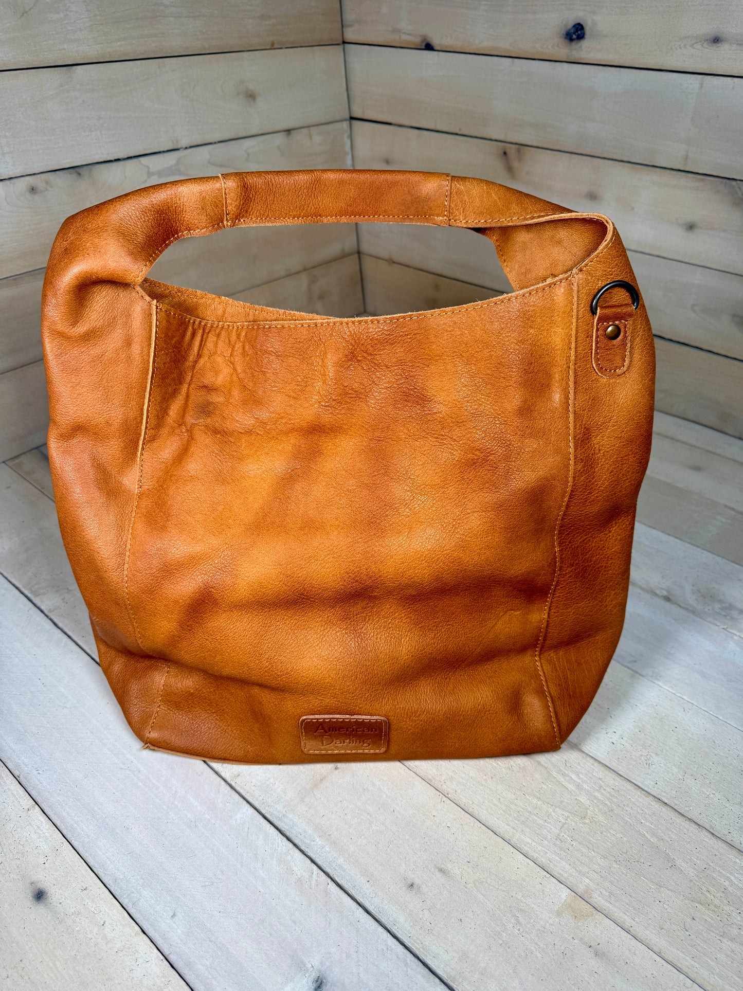 Sunflower Tooled Fringe Soft Leather Hobo