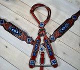 Royal Blue Crystal Concho Beaded Tack Set