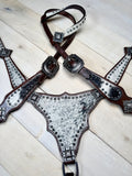 Black and White Hide Silver Studded Tack Set