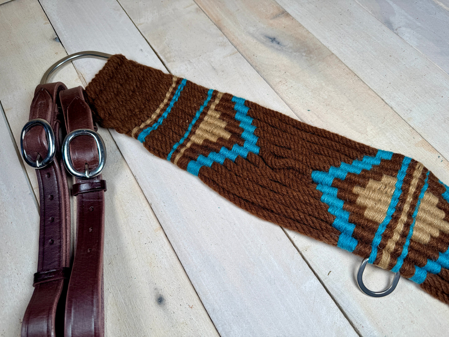 Teal and Brown Mohair Wool Tripping Collar