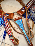American Flag Crystal Studded Fringe Tack Set