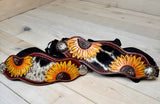 Painted Sunflower Cowhide  Concho Bronc Halter