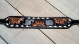 Sunflower Tooled Buckstitch Wither Strap