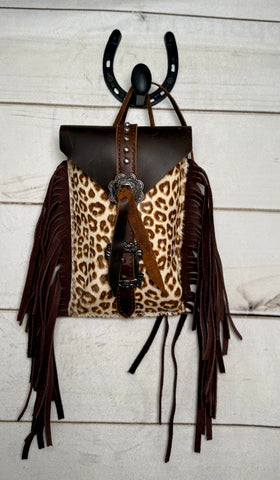 Leopard Hide Cinch Saddle Bag