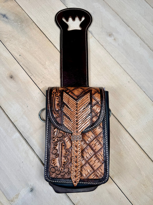 Basketweave Chevron Tooled Saddle Bag