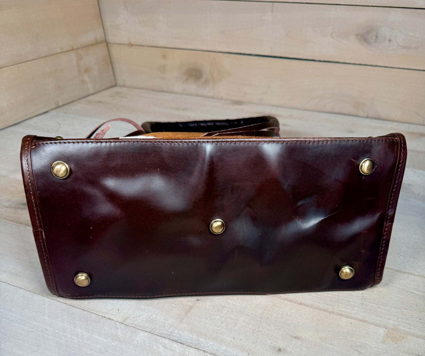 Hair-on Cowhide Leather Shoulder Handbag