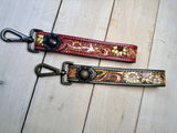 Colorful Sunflower Tooled Wristlet Leather Keychain