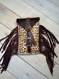 Leopard Hide Cinch Saddle Bag