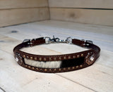 Cowhide Dark Leather Crystal Concho Wither Strap