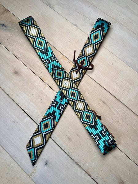 Turquoise Tan and Black Aztec Cinch