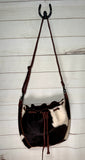 Hide and Leather Bucket Hobo Bag