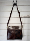 Hide and Leather Crossbody Envelope Handbag
