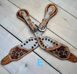 Turquoise Daisy Cowhide Spur Straps