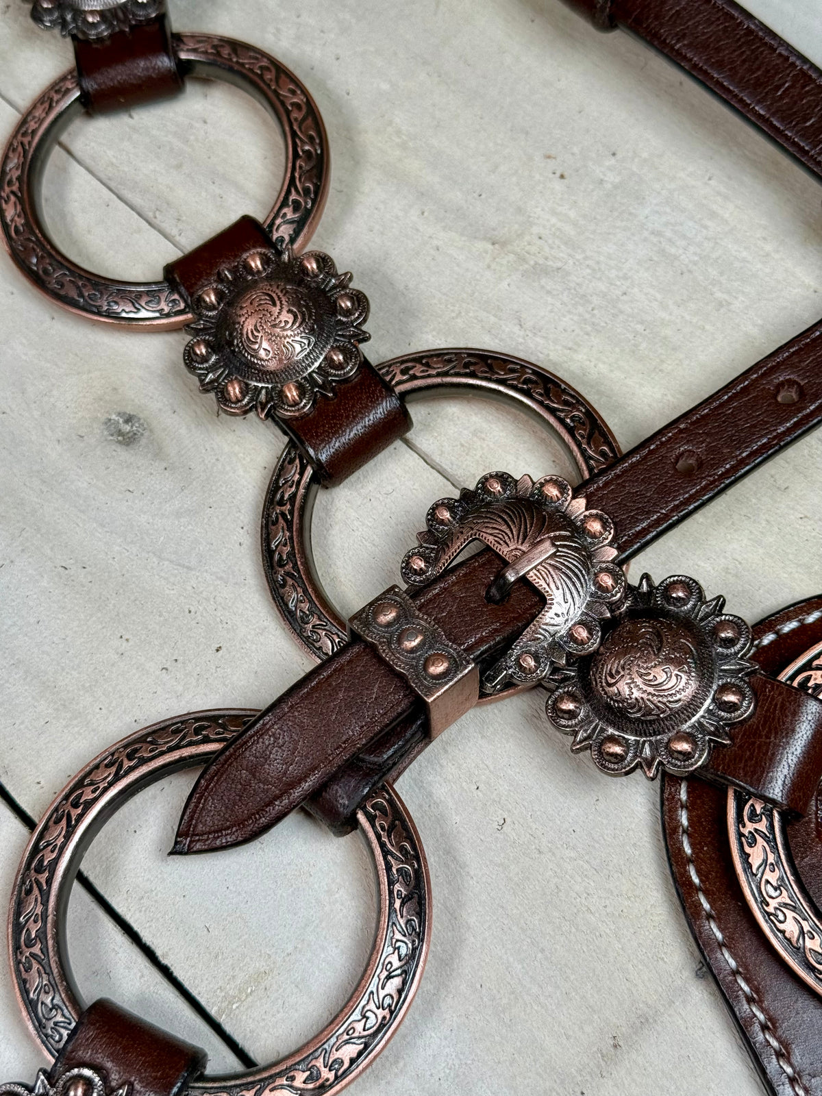 Copper Concho and Ring Tack Set