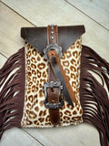 Leopard Hide Cinch Saddle Bag