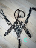 Black and White Hide Silver Studded Tack Set