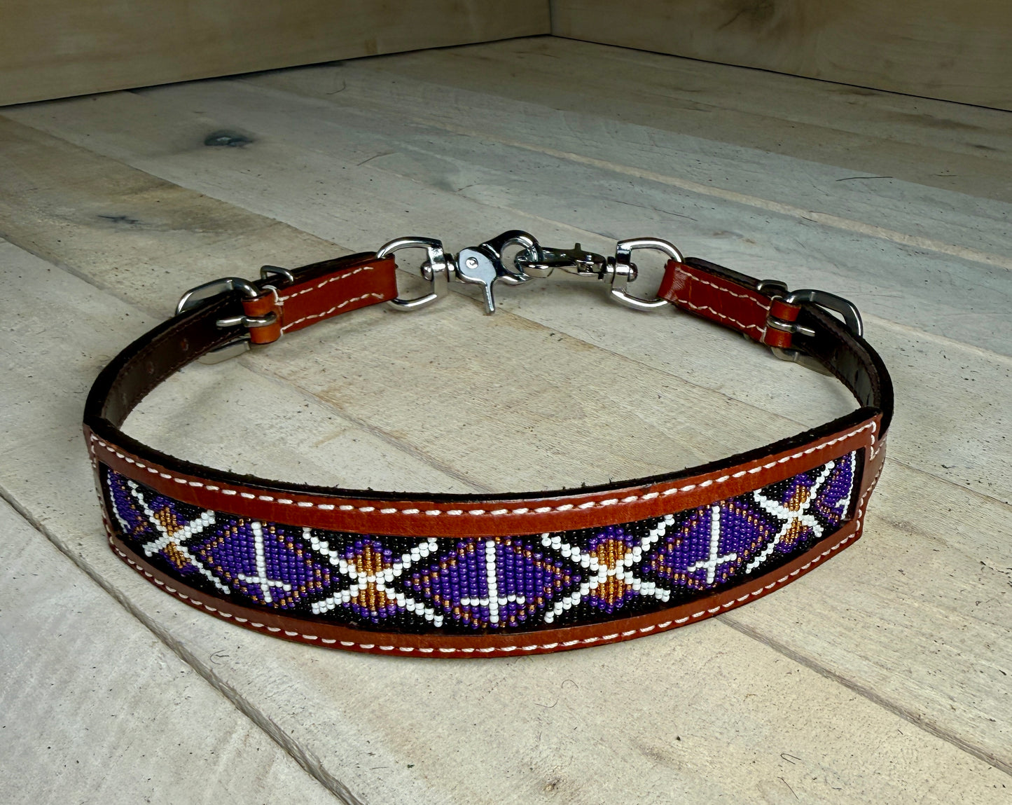 Purple Cross Beaded Wither Strap