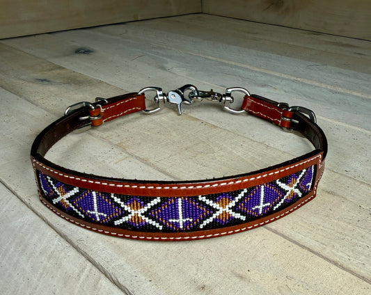 Purple Cross Beaded Wither Strap