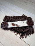 Floral Tooled Hair On Hide Mule Tape Halter