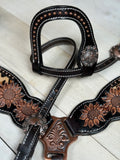 Sunflower Hair-on Cheetah Barrel Racer Concho Tack Set